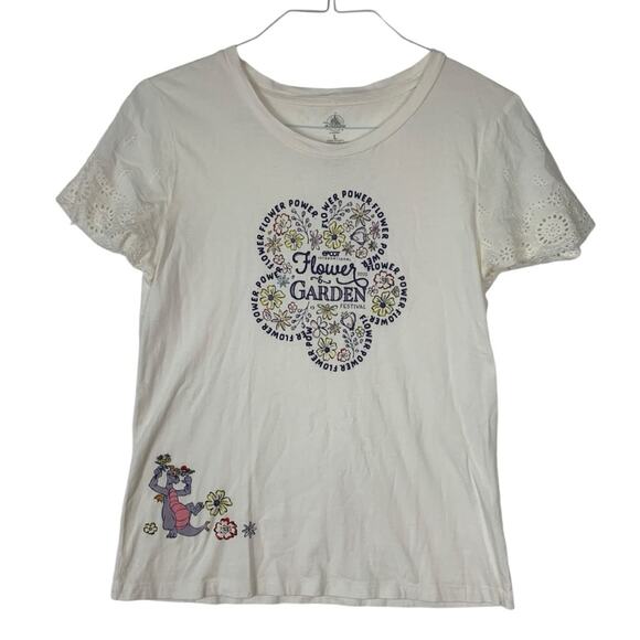 Disney Tops - Disney Parks womens large epcot flower festival figment short sleeve shirt white
